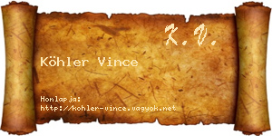 Köhler Vince névjegykártya