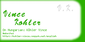 vince kohler business card